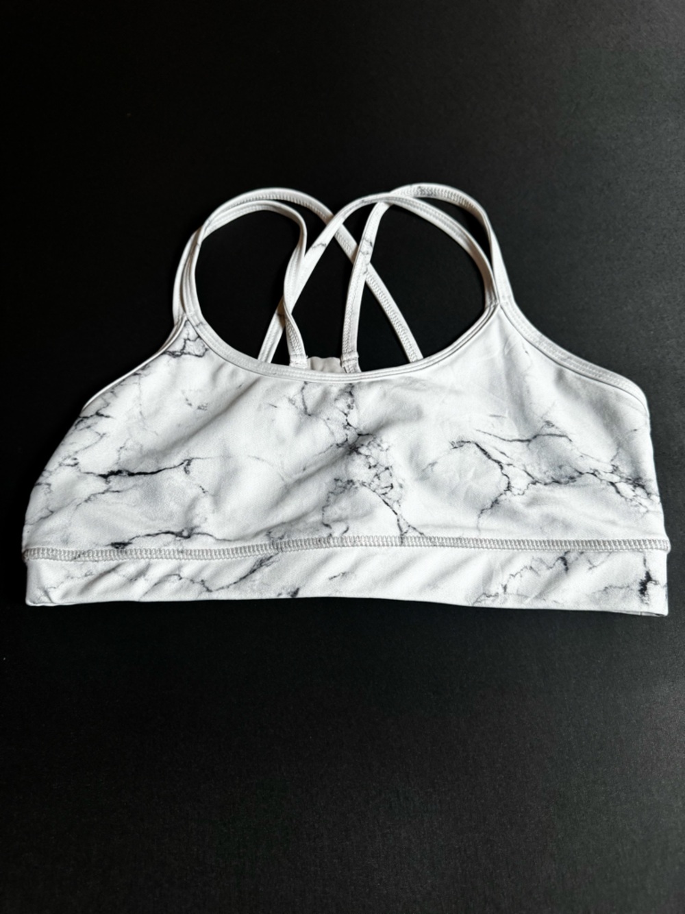BuffBunny Marble Strappy Sports Bra - White/Black